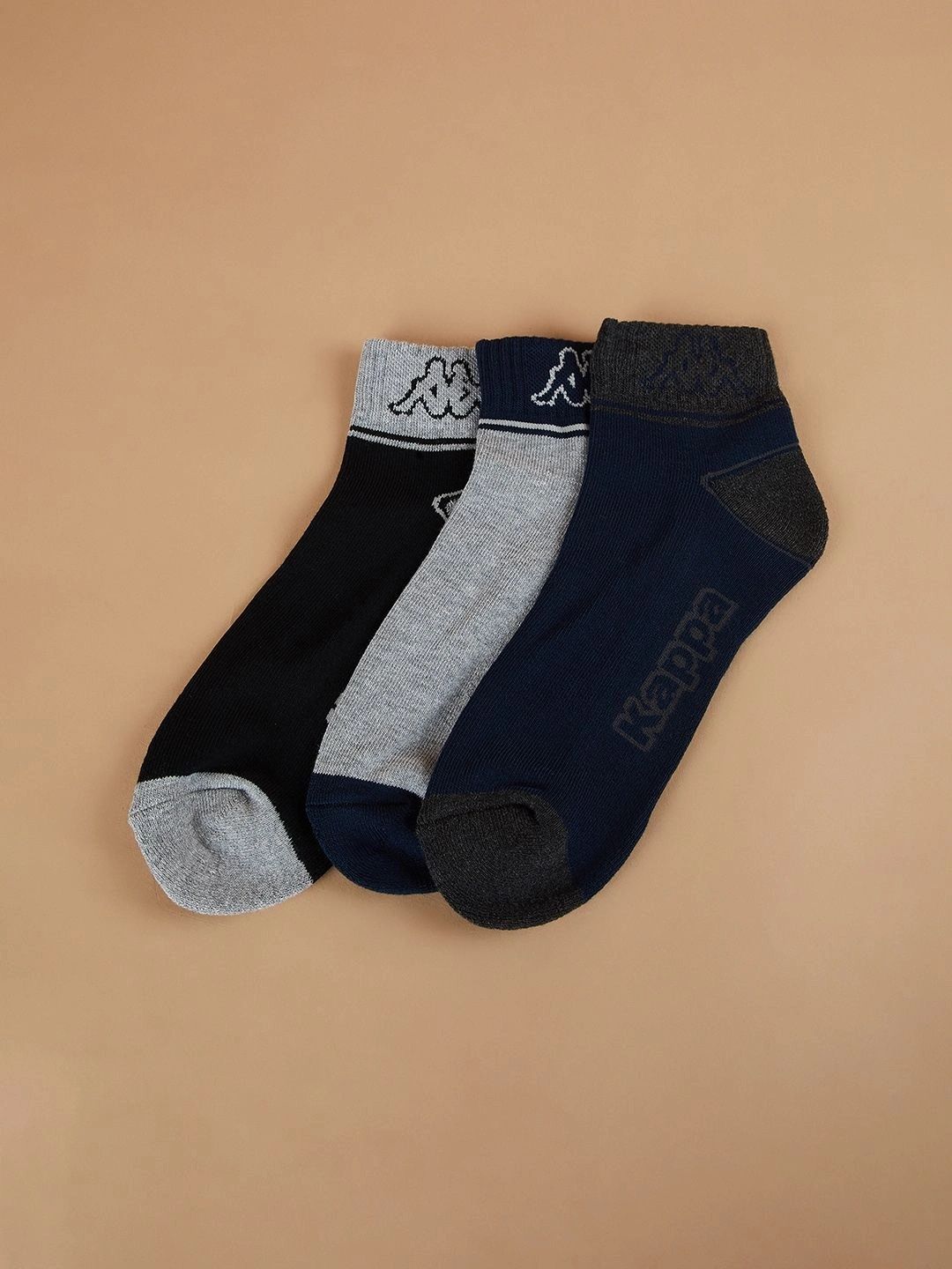 Kappa Men Pack of 3 Cotton Blend Patterned Above Ankle Socks-picture-28