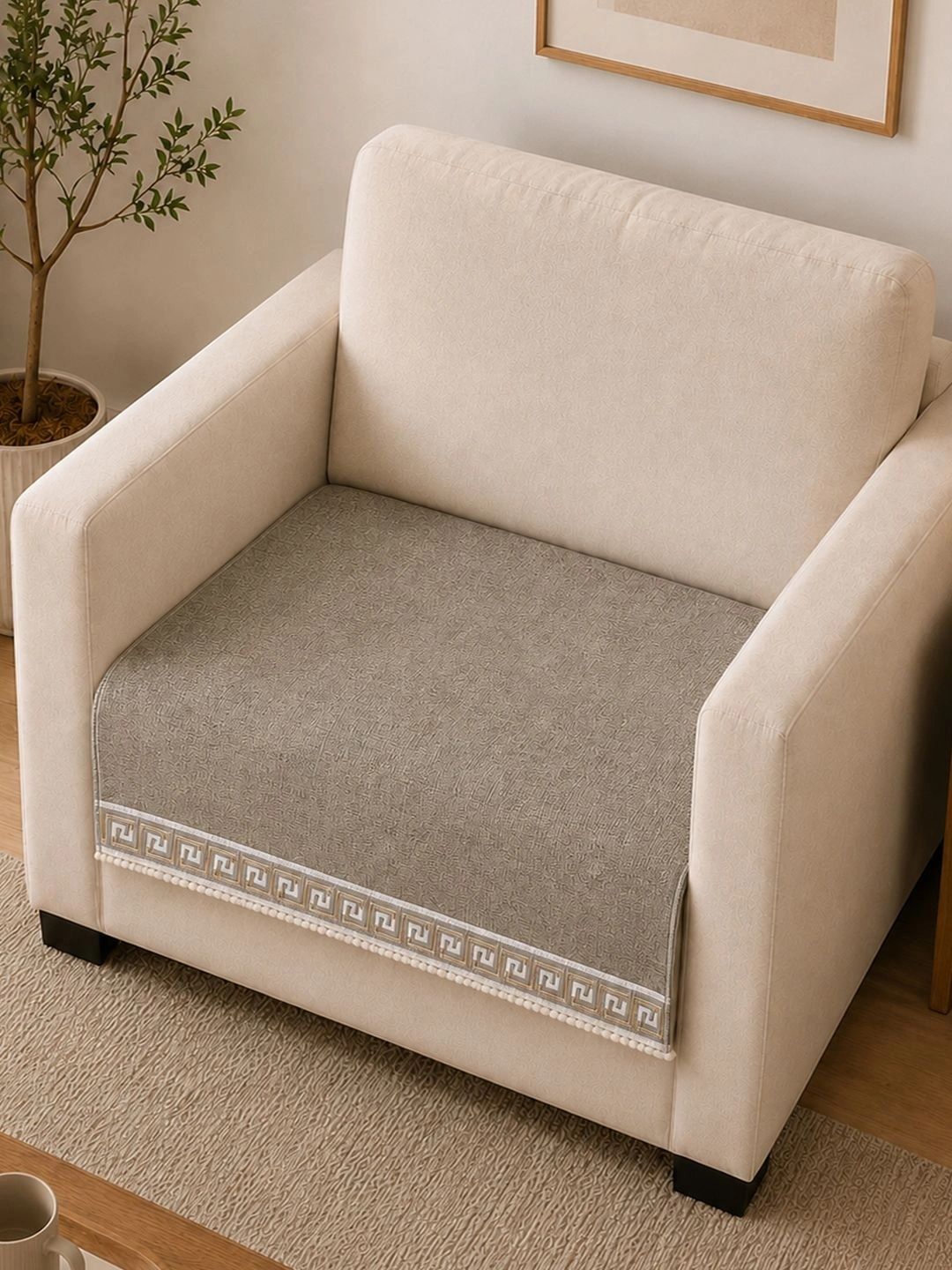 Clasiko Grey 1 Piece Sofa Cover Without Arms-picture-37
