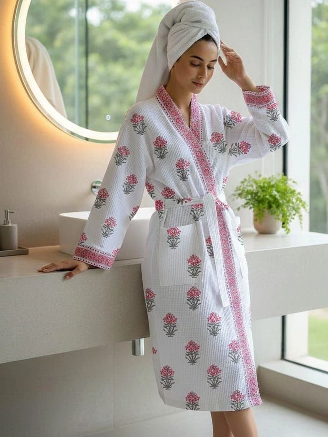 CHICERY Printed Pure Cotton Ultra soft Knee Length Bath Robe-picture-12
