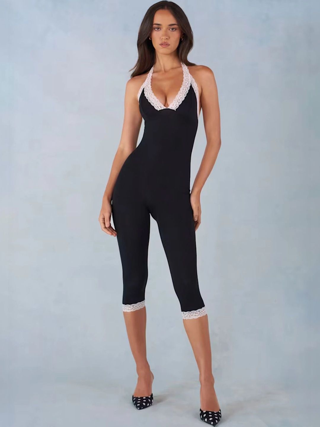 LULU & SKY Halter Neck Capri Jumpsuit with Lace Inserts-image-18