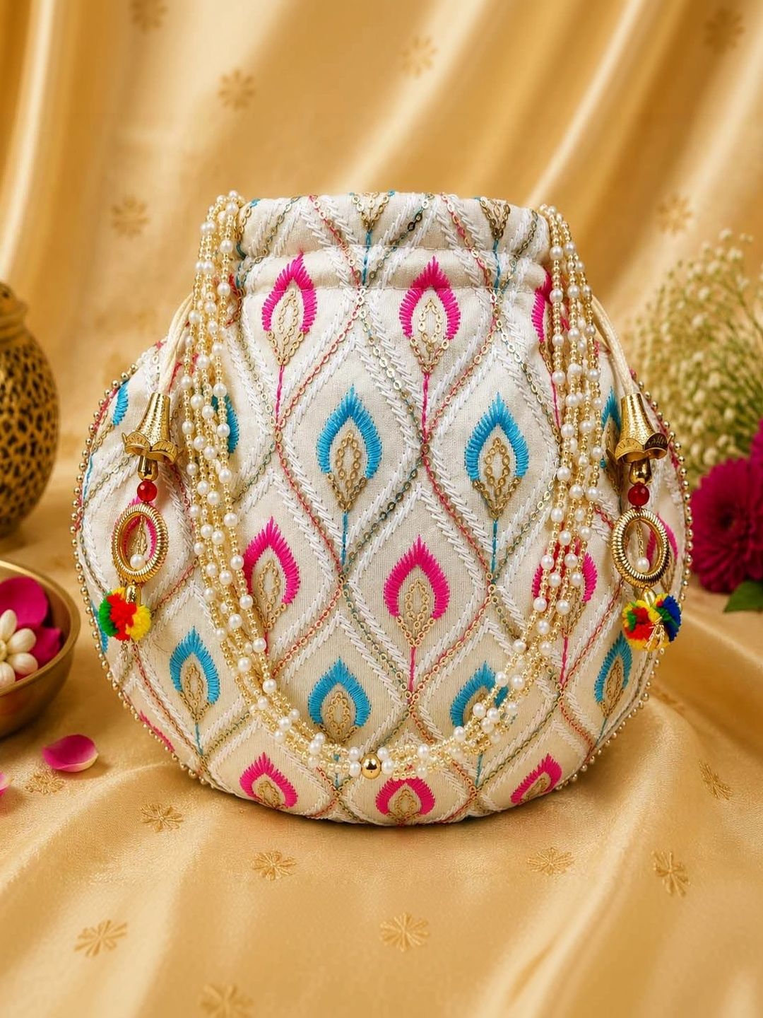 JIVON Embroidered Embellished Potli Clutch-picture-28
