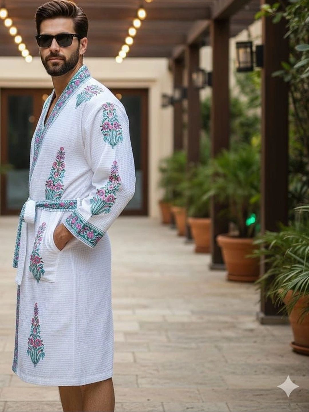 CHICERY Printed Knee Length Bath Robe & Wraps-picture-24
