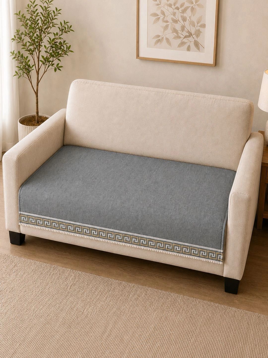 Myntra Elegant Homes Grey Printed 1 Piece Sofa Cover Without Arms-picture-41