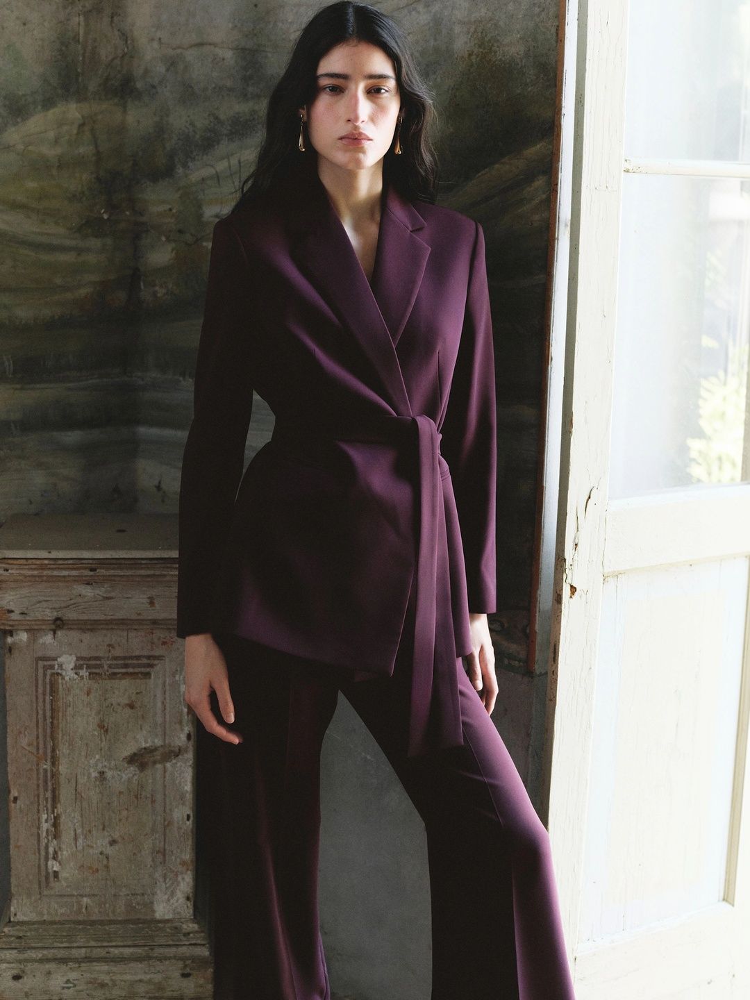 MANGO Notched Lapel Double-Breasted Belted Suit Blazer-image-29