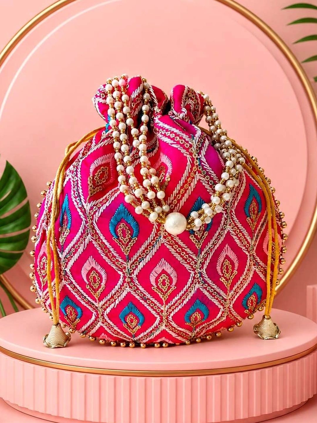 JIVON Embroidered Embellished Potli Clutch-picture-37