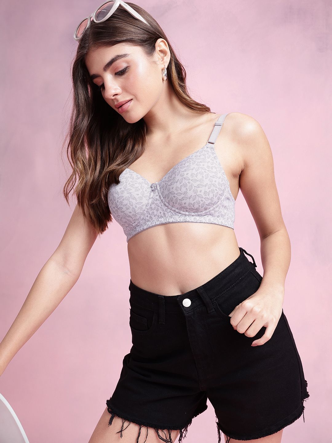 DressBerry Floral Printed Bra - Medium Coverage Lightly Padded-picture-22