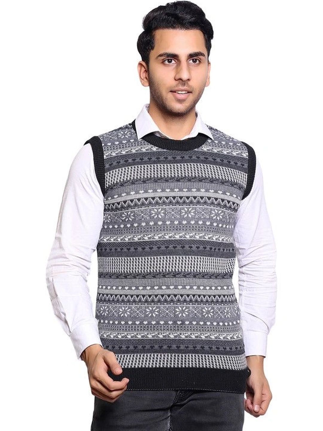Grand Line Men Fair Isle Printed Sweater Vest-picture-41