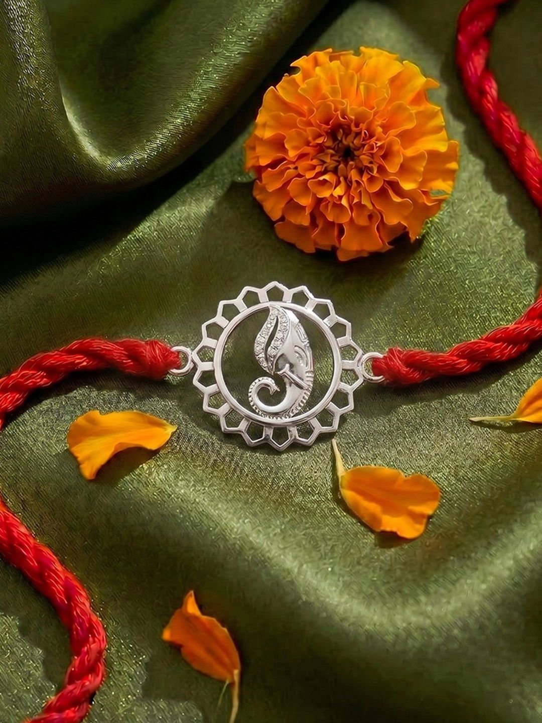 Zavya 925 Sterling Silver Ganesha Designer Rakhi for Brother-picture-13