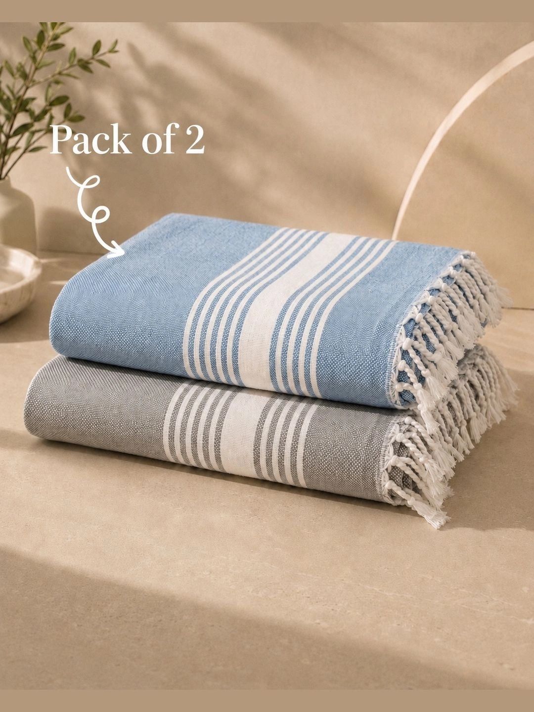 Triani Blue & Grey 1 Striped Bamboo 225 GSM Bath Towel-image-40