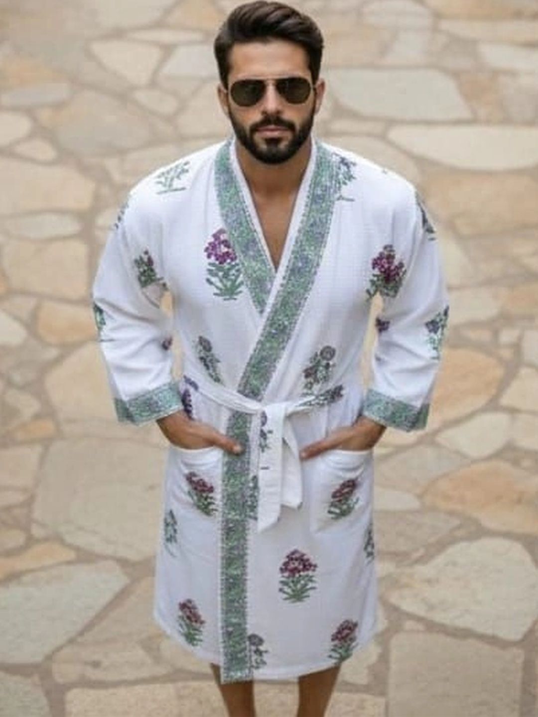 CHICERY Printed Knee Length Bath Robe & Wraps-picture-43