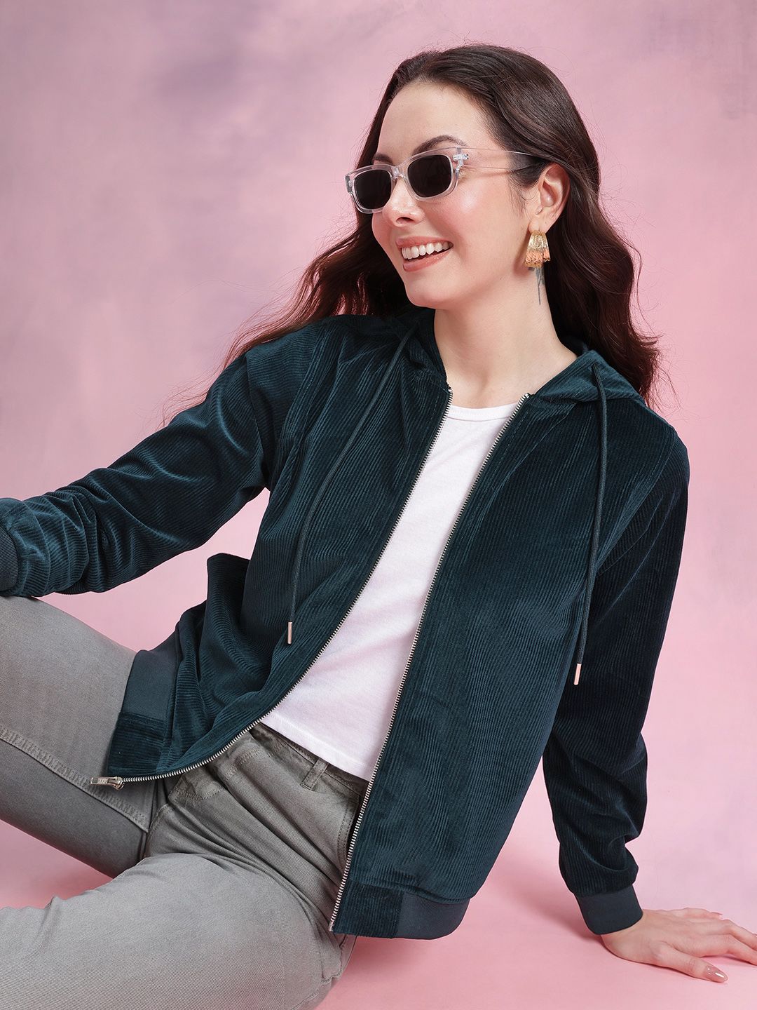 DressBerry DressBerry Hooded Corduroy Tailored Jacket