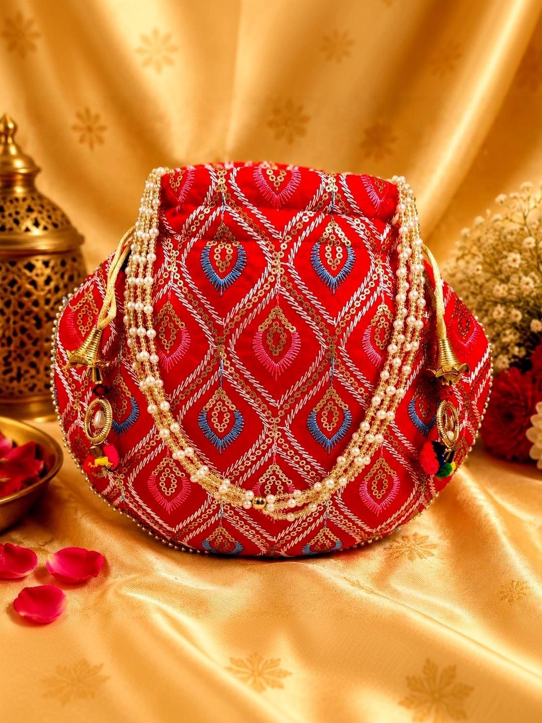 JIVON Embroidered Embellished Potli Clutch-picture-43