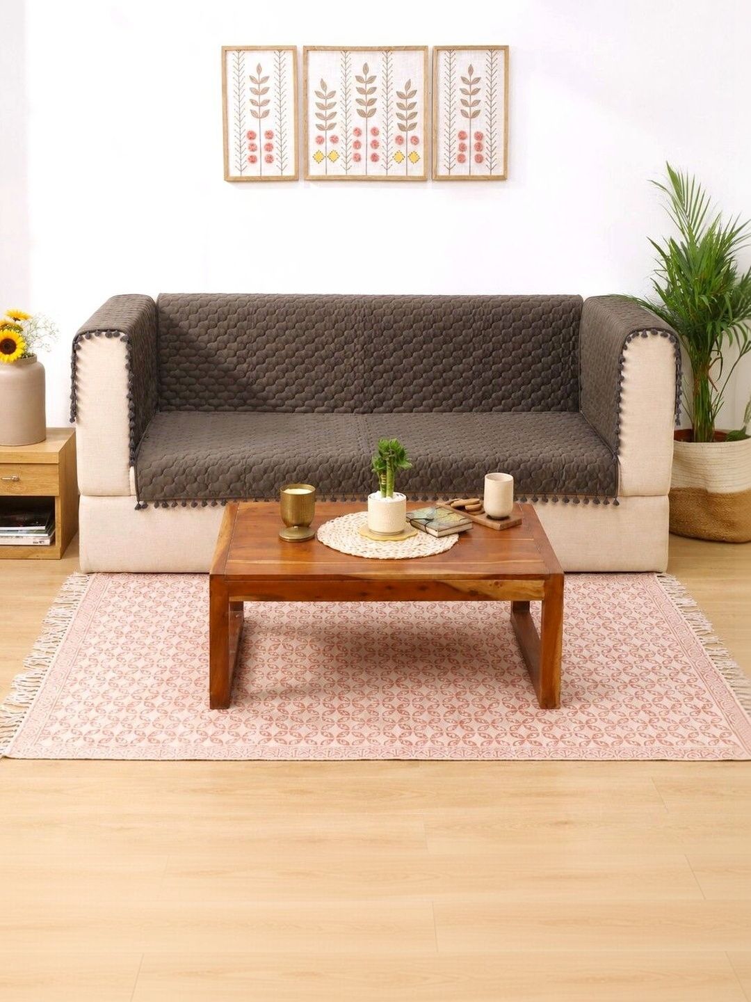 eyda Grey Embroidered 3 Piece Sofa Cover With Arms-picture-39