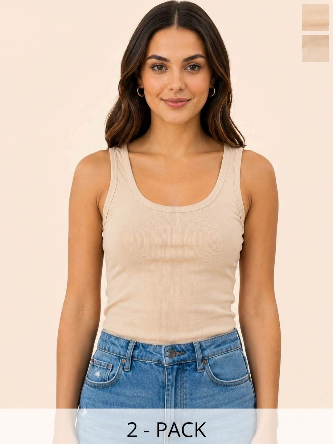 AJ FASHIONS Pack Of 2 Cotton Non Padded Camisoles-image-27