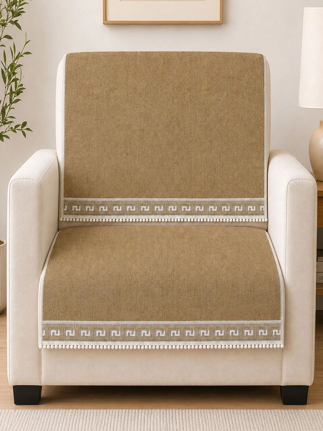 Aura Beige 2 Piece Sofa Cover Without Arms-picture-35