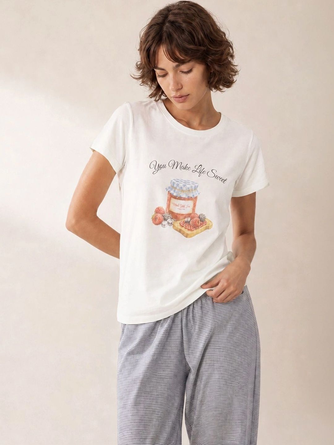 Ginger by Lifestyle Printed Cotton Round Neck Lounge T-shirt-picture-38