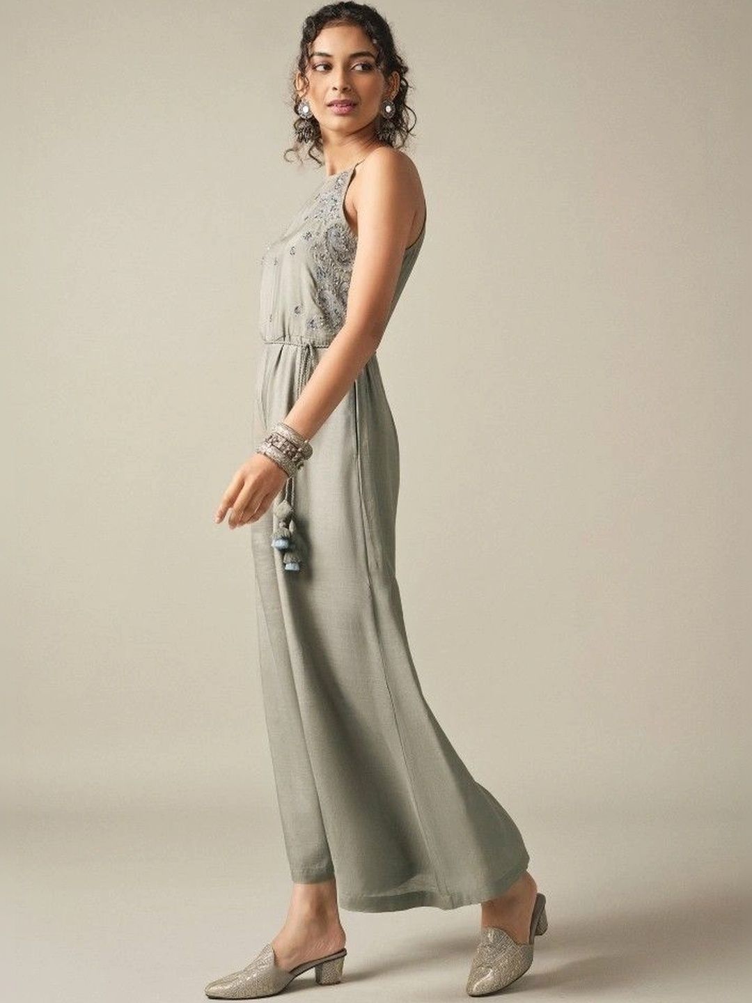 Global Desi Halter Neck Basic Jumpsuit with Embellished-picture-13