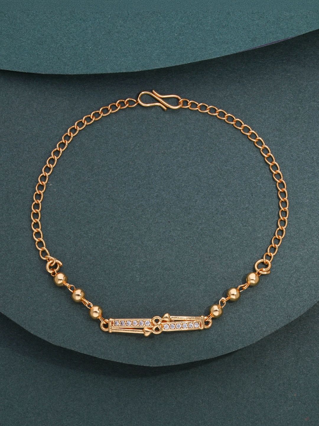 DressBerry Women Brass American Diamond Wraparound Bracelet