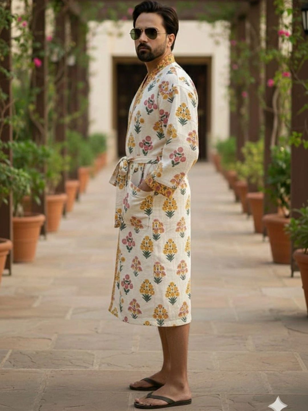 CHICERY Printed Knee Length Bath Robe & Wraps-picture-5