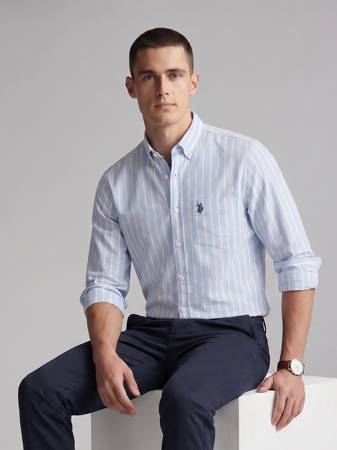 U.S. Polo Assn. Striped Pure Cotton Casual Shirt-picture-25