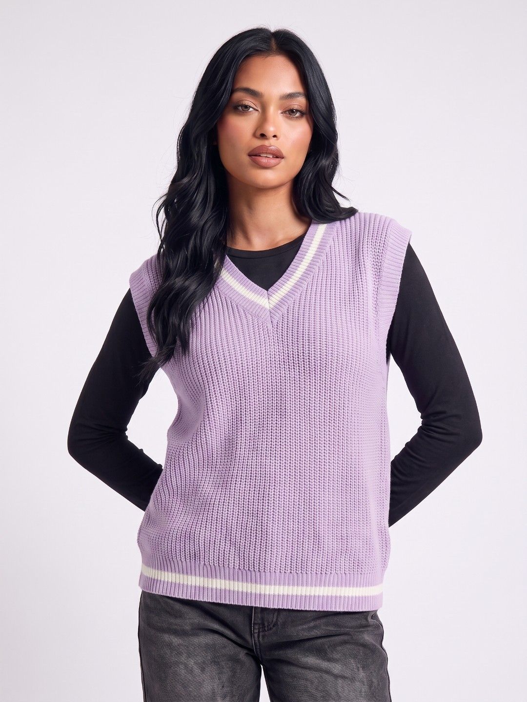 glitchez V-Neck Ribbed Pullover-picture-32