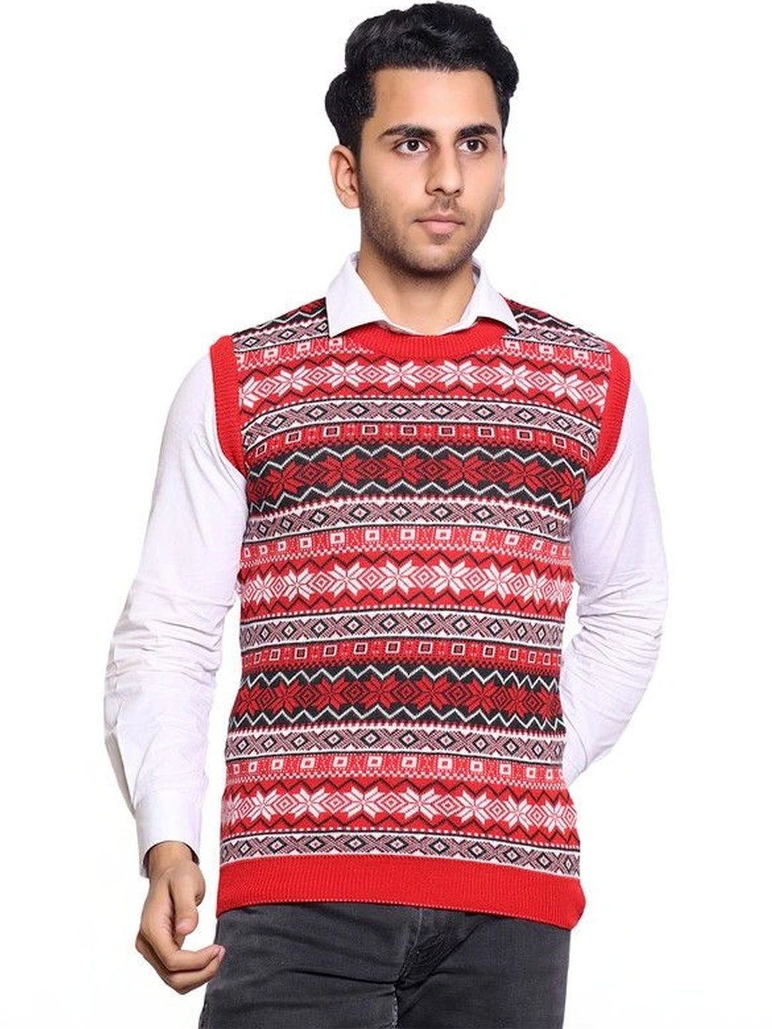 Grand Line Men Fair Isle Printed Sweater Vest-picture-44