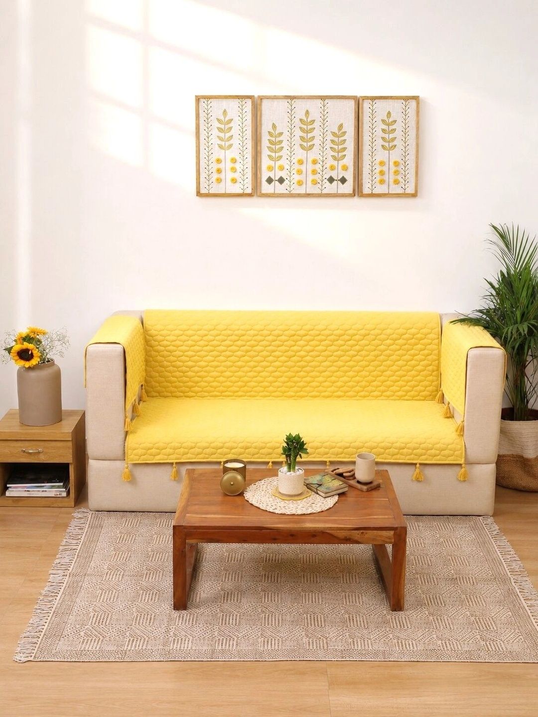 eyda Yellow 3 Piece Sofa Cover With Arms-picture-54