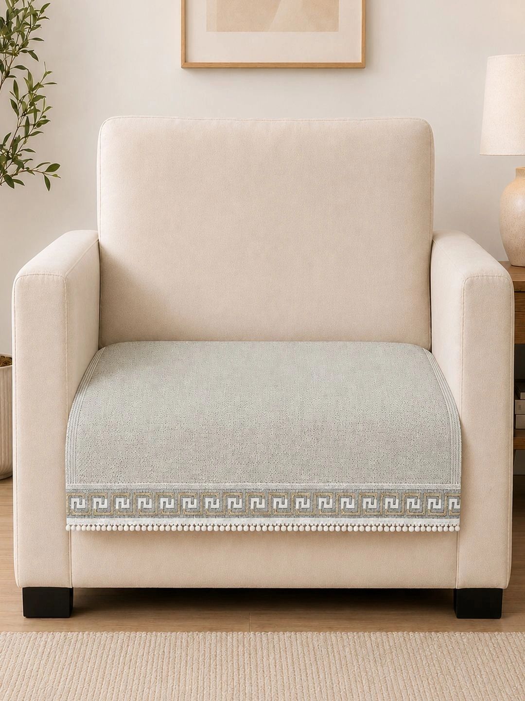 Aura Grey 1 Piece Sofa Cover Without Arms-image-36