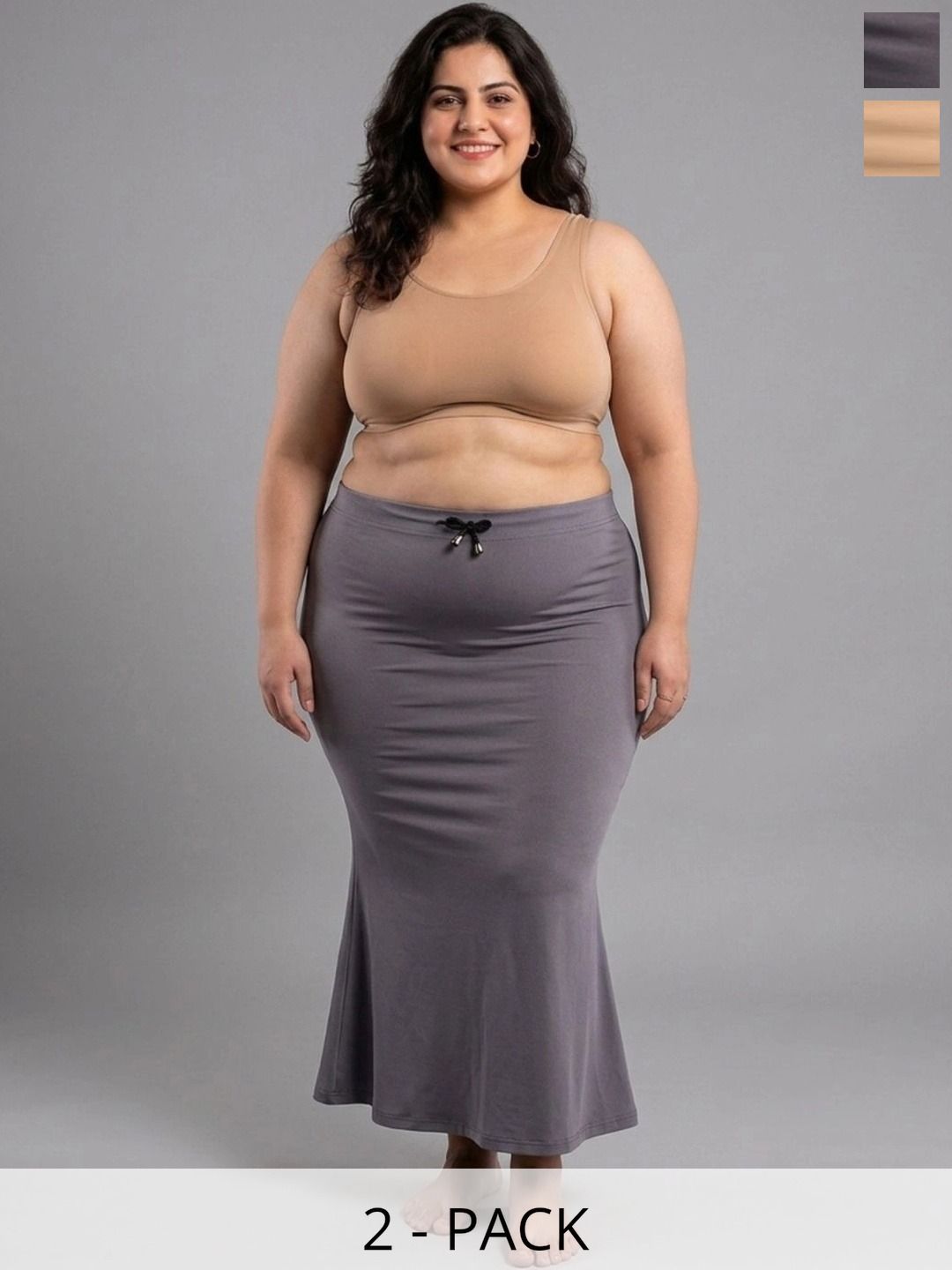 Esensuelle 7 Pack Of 2 Plus Size Mermaid Fit Saree Shapewear-image-47