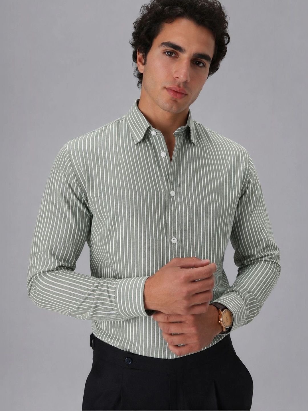 HERE&NOW Men Standard Striped Casual Shirt-picture-37