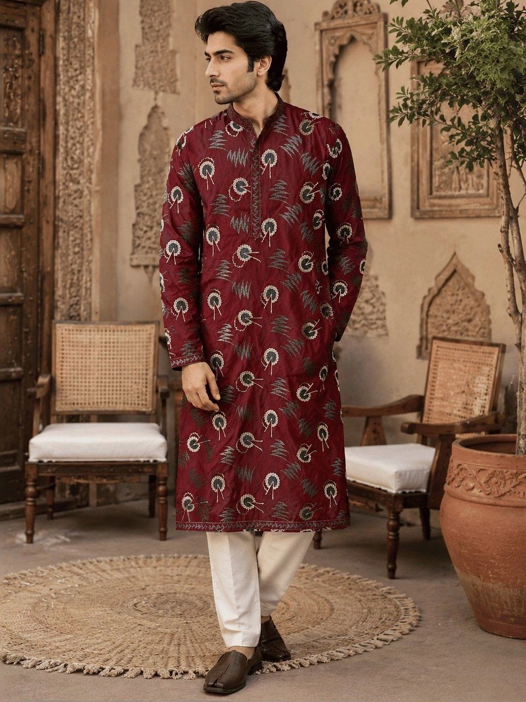 Anouk Men Ethnic Motifs Printed Thread Work Kurta-picture-19