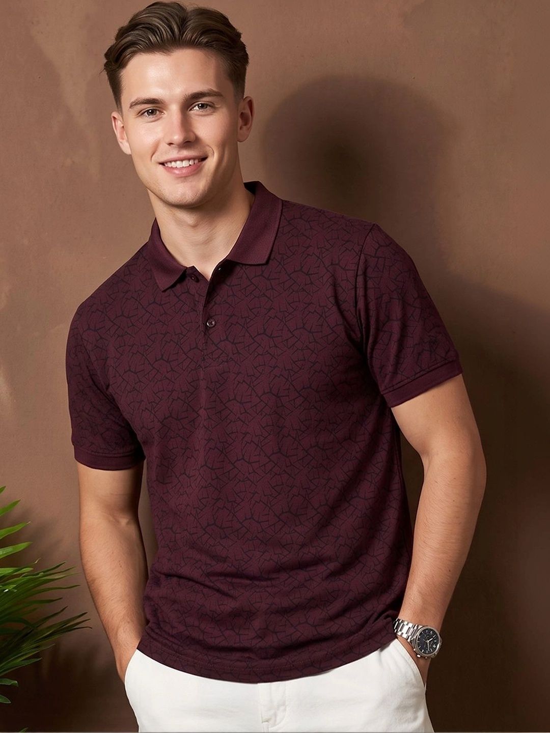 Mast & Harbour Men Printed Polo Collar T-shirt-picture-29