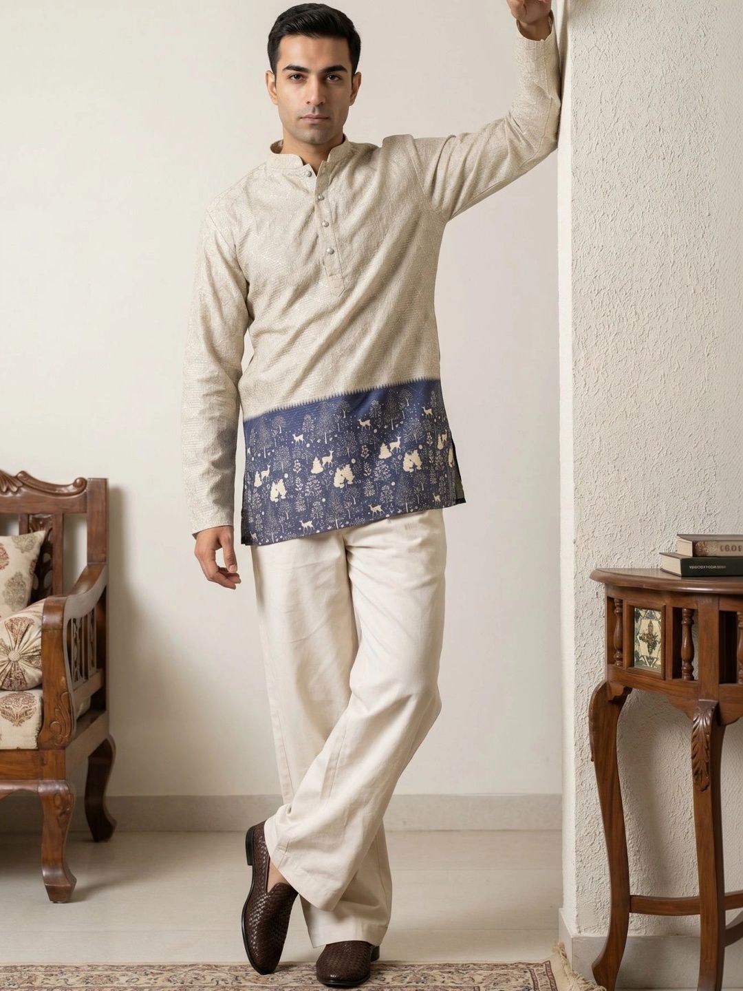Jompers Men Ethnic Motifs Printed Regular Kurta with Trousers-picture-24