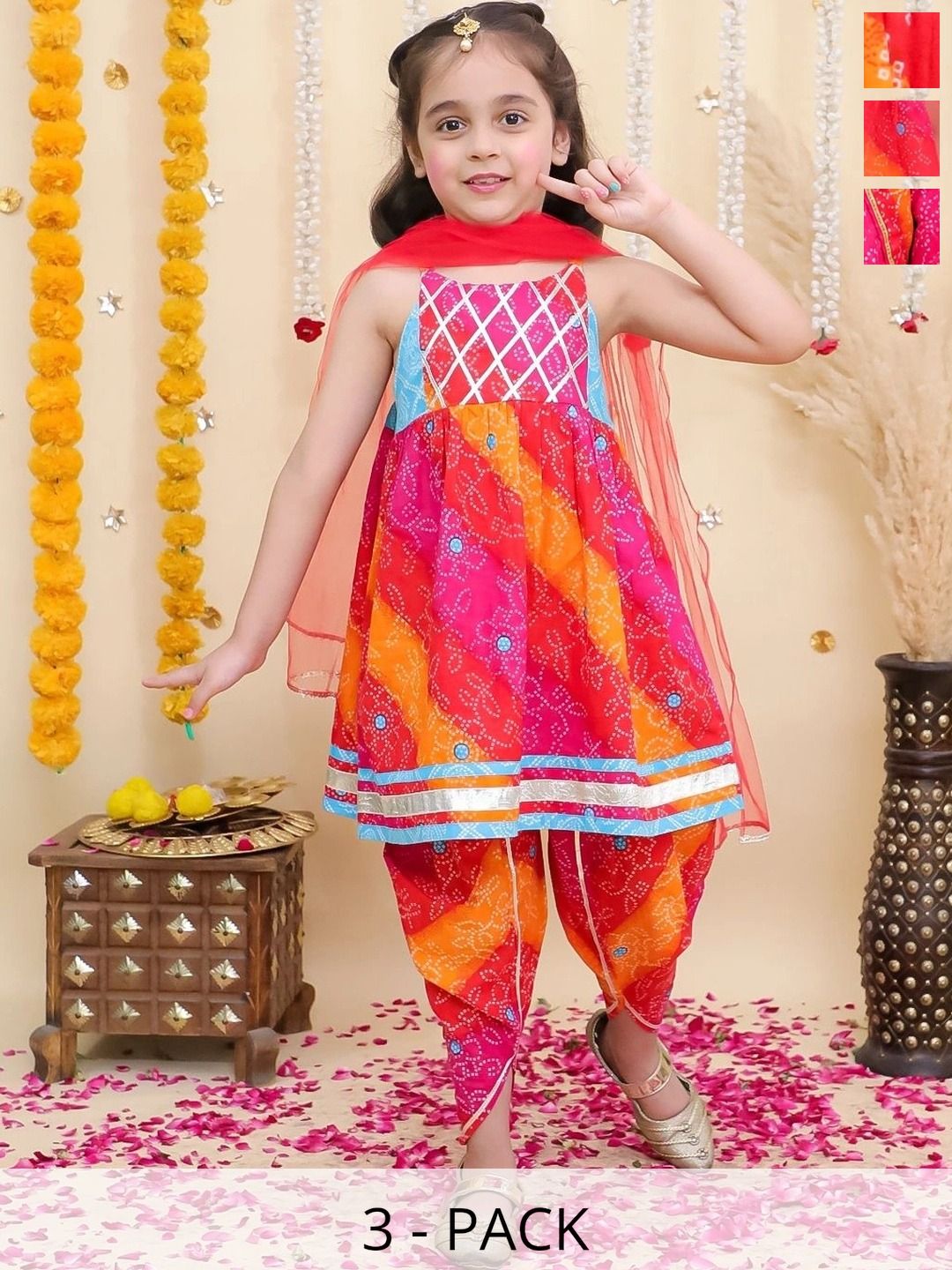 BownBee Girls Printed Top with Dhoti Pants-picture-12