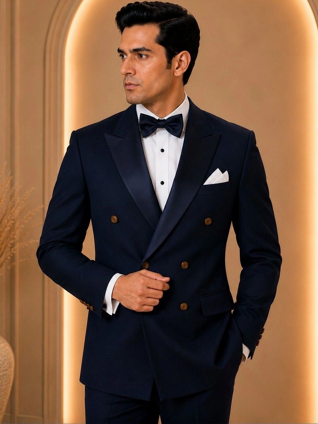 SOURAGYA Shawl Collar Double-Breasted Tailored Fit Party Blazers-picture-40