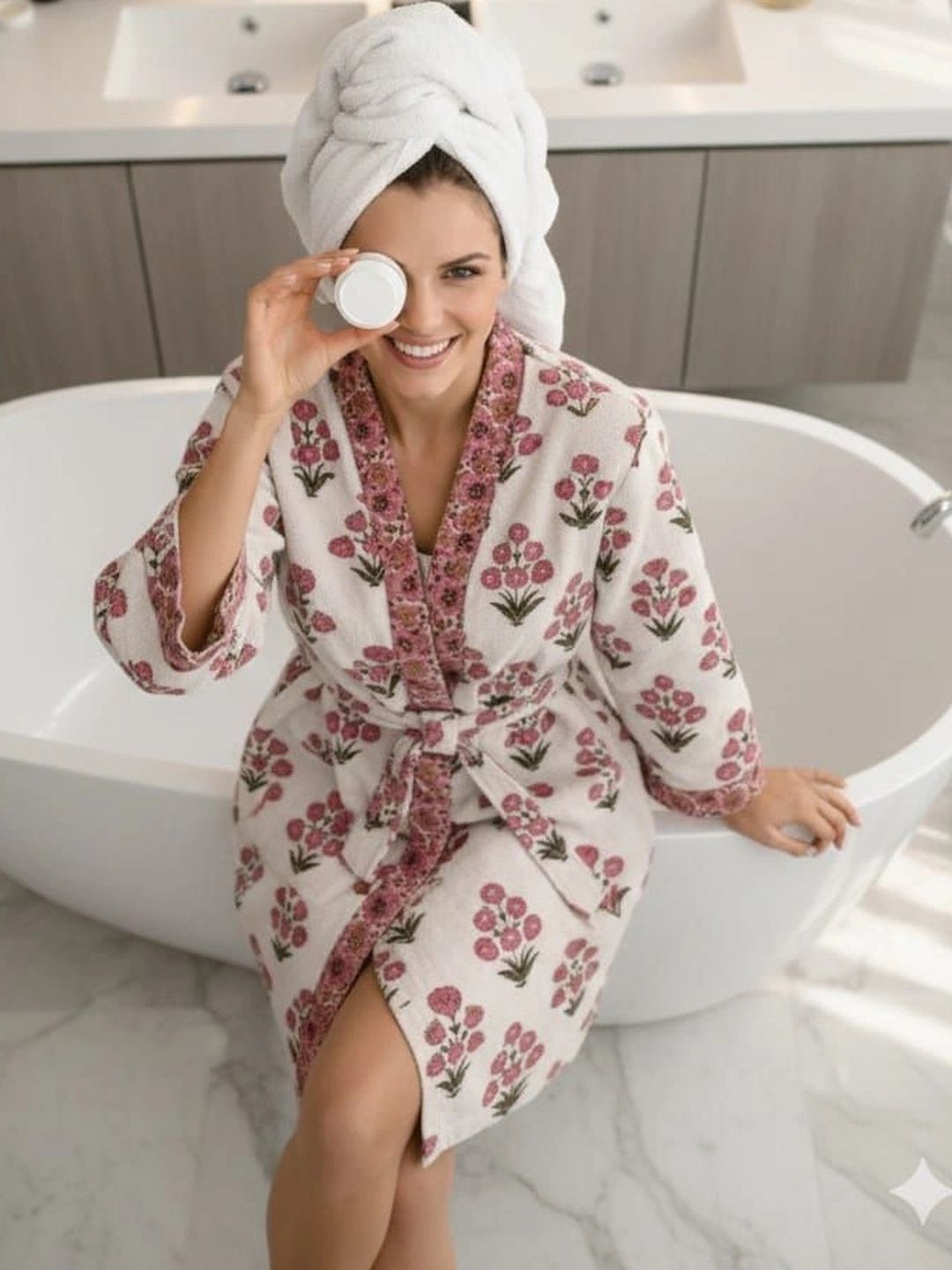 CHICERY Printed Knee Length Bath Robe & Wraps-picture-18