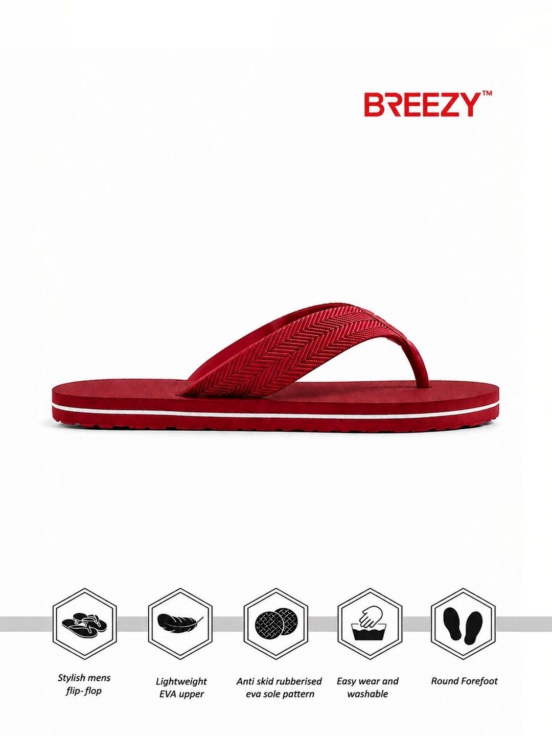 BREEZY Men Rubber Thong Flip-Flops-image-34