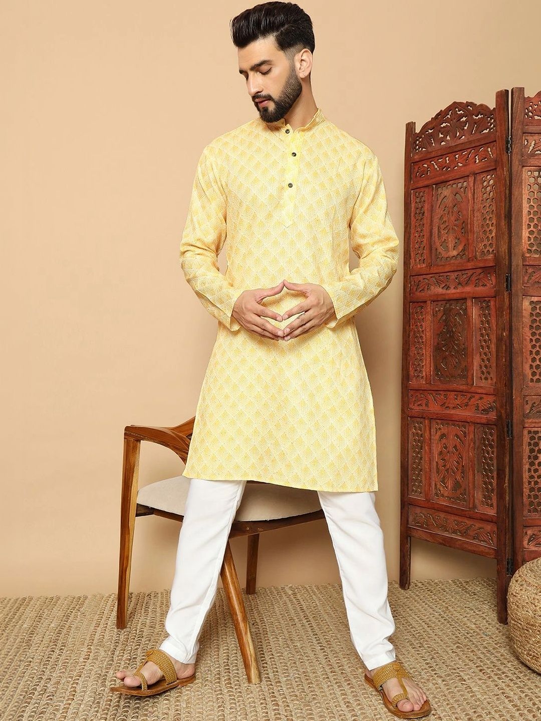 Dincharya Men Geometric Printed Kurta-picture-31