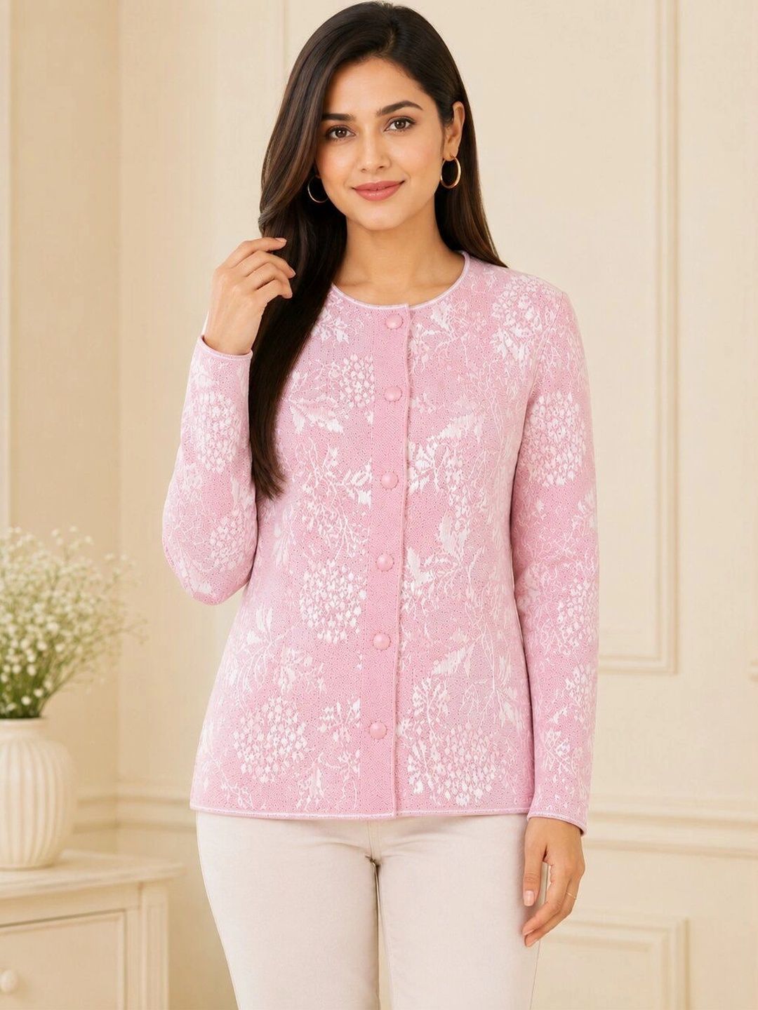 TRUDO Women Floral Printed Woollen Cardigan-picture-40
