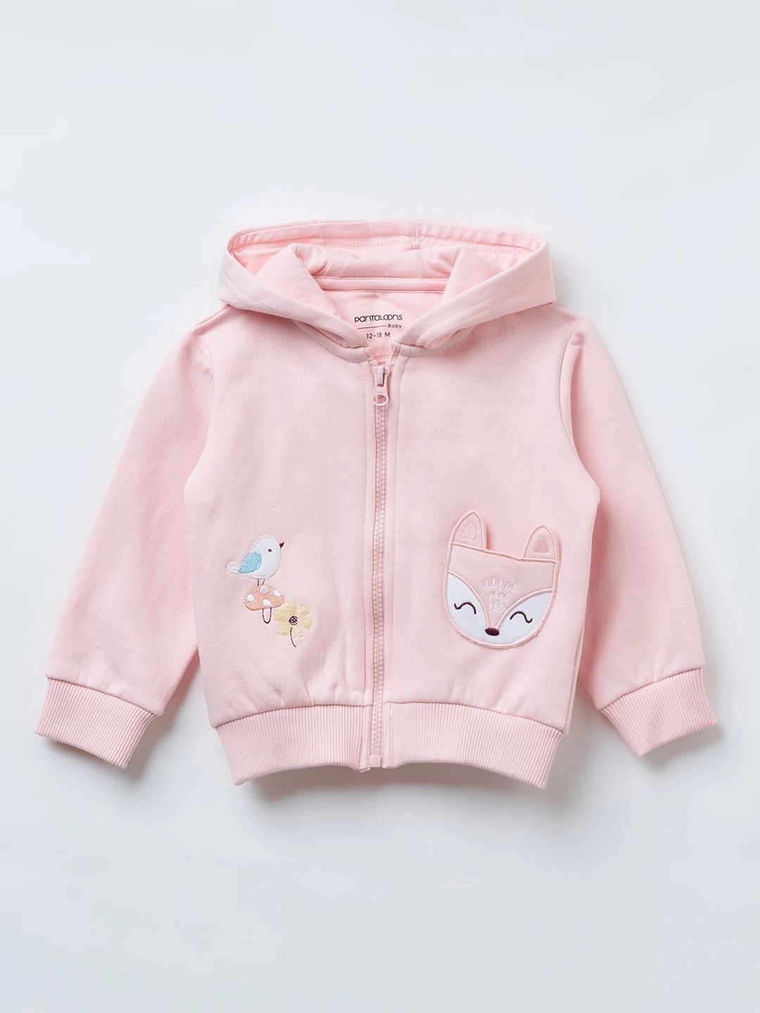 Pantaloons Baby Girls Embroidered Hooded Sweatshirt-picture-10