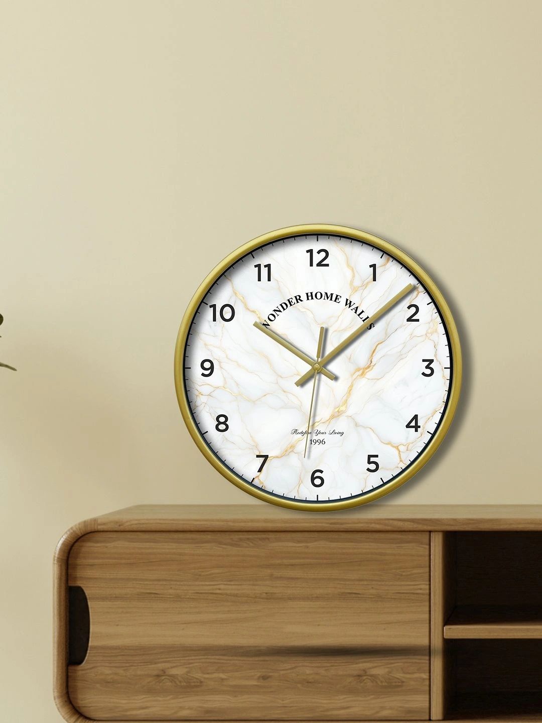Wonder Home Walls White & Gold-Toned Printed Contemporary Wall Clock-picture-50