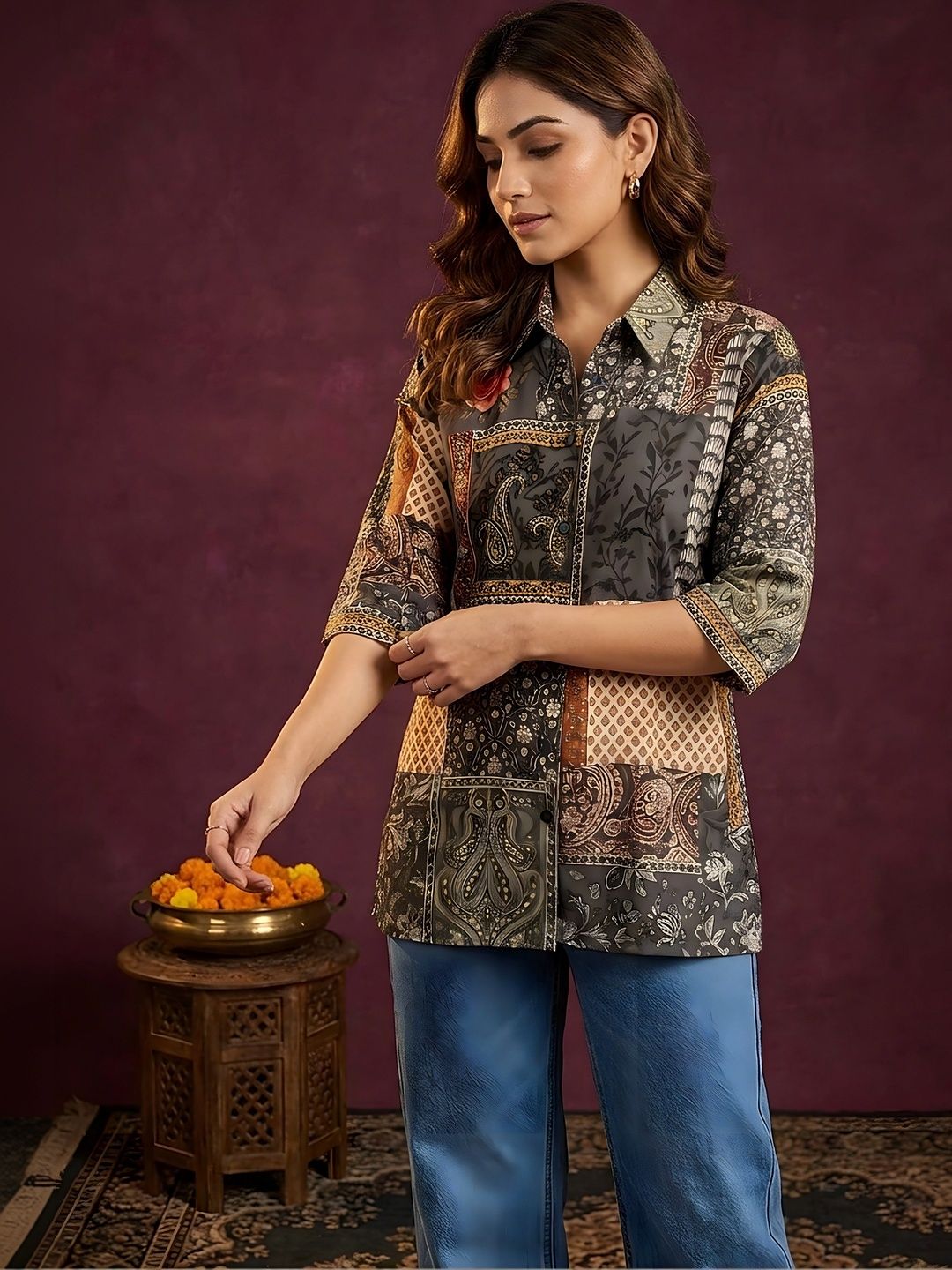 Banwaree Print Ethnic Crepe Top-picture-20