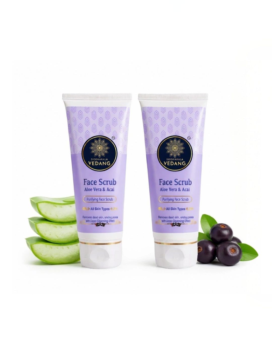 Siddhakala Vedang Set Of 2 Aloe Vera & Acai Purifying Face Scrub - 100 ml Each-image-47