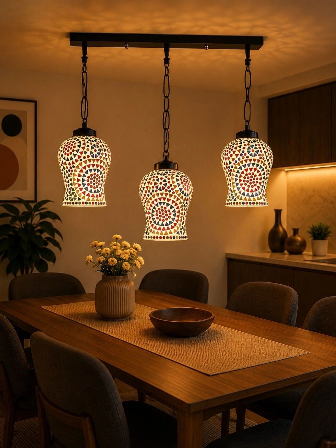 Myntra Elegant Homes Multicoloured Textured Glass Ceiling Lamp-picture-35