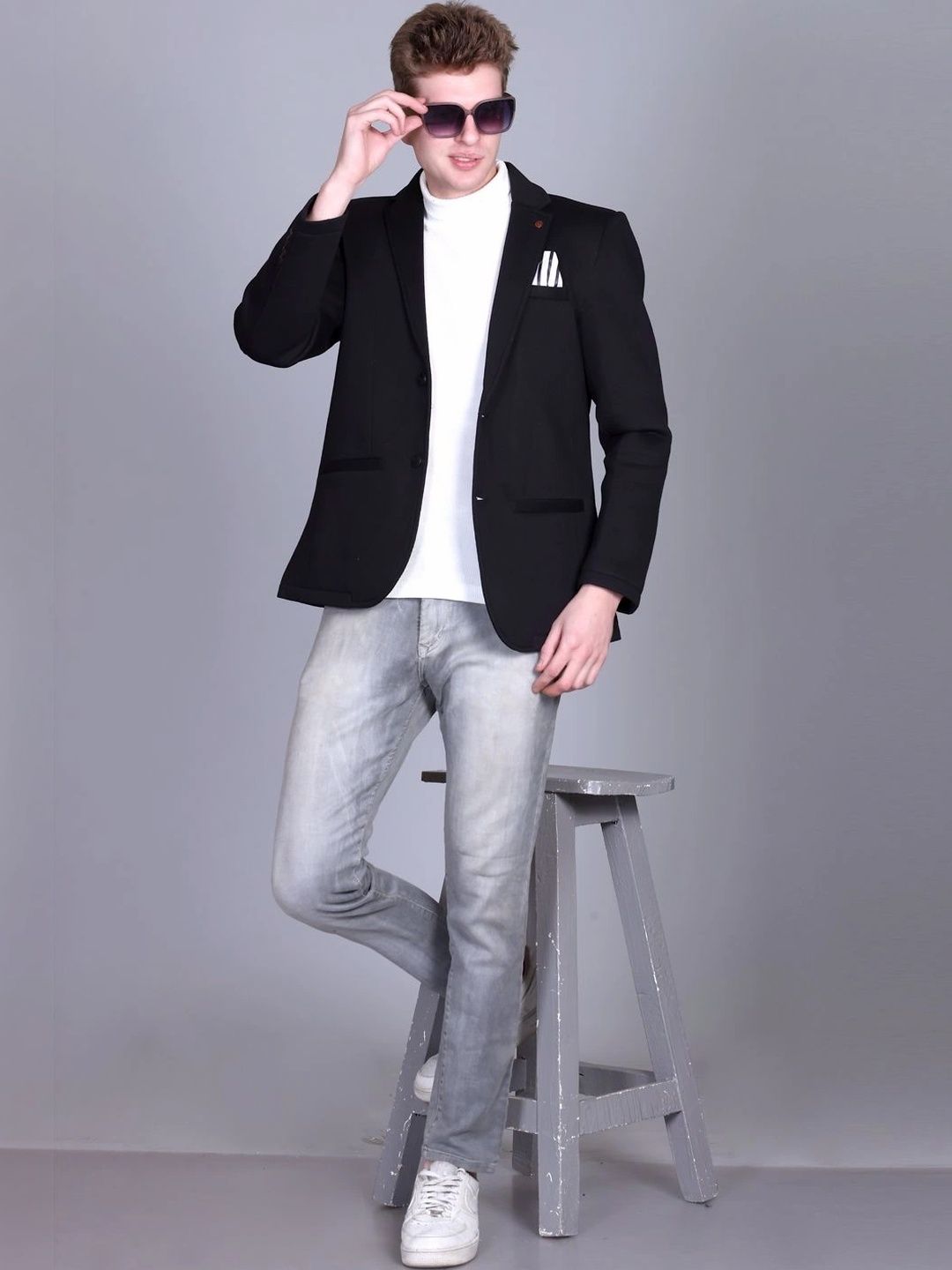 MARGRAVE Notched Lapel Single-Breasted Slim Fit Blazers-picture-25