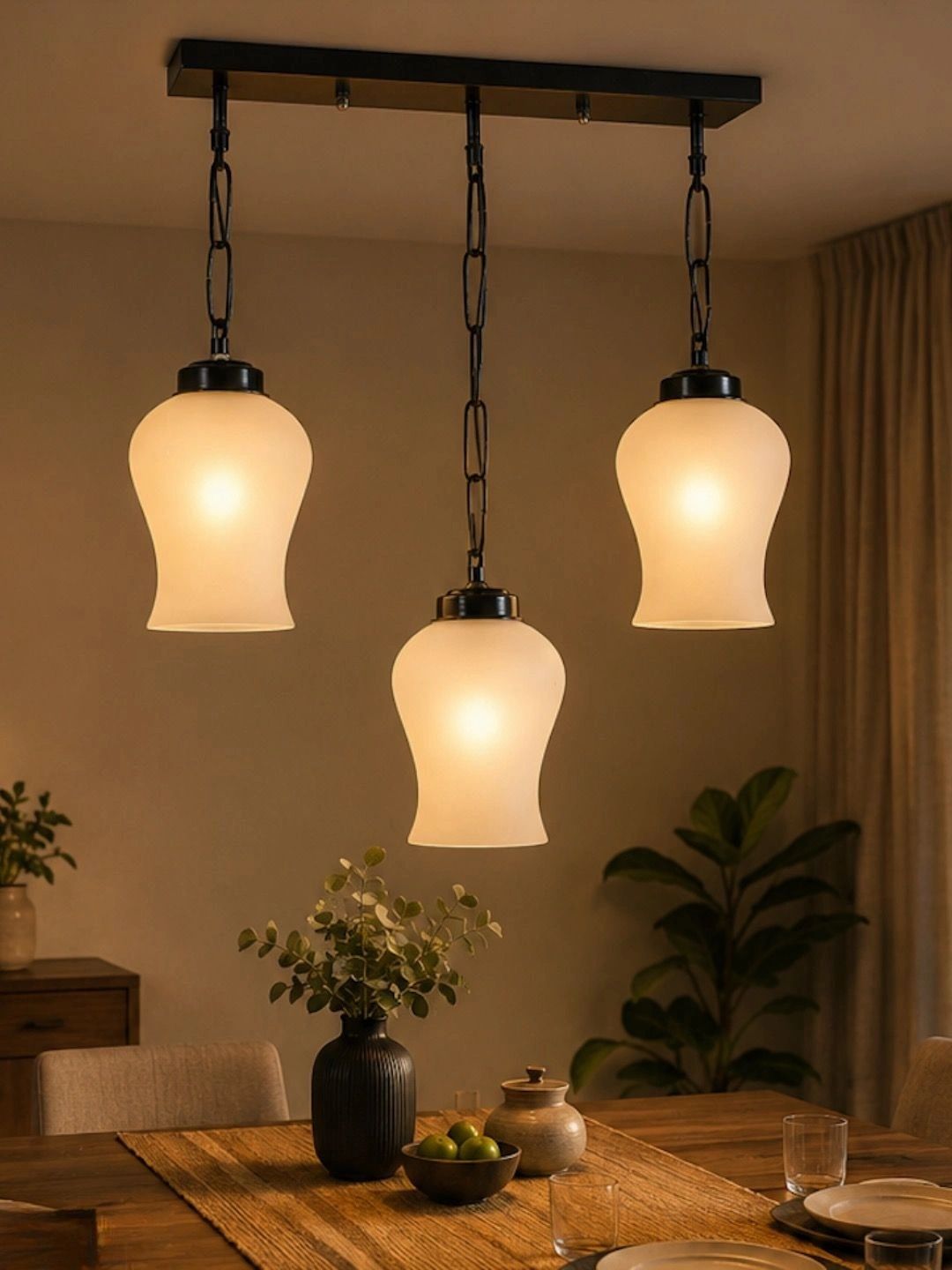 Myntra Elegant Homes White Glass Traditional Ceiling Lamp-picture-14