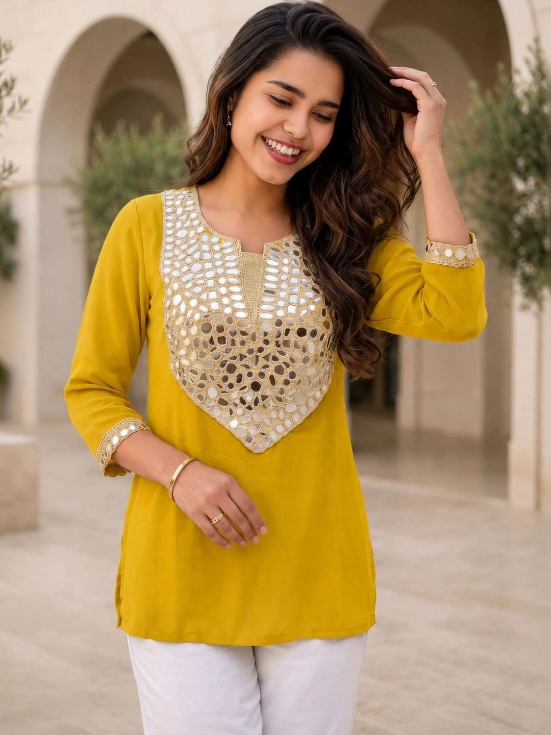 BLUE PIEGEON Ethnic Georgette Top-picture-58