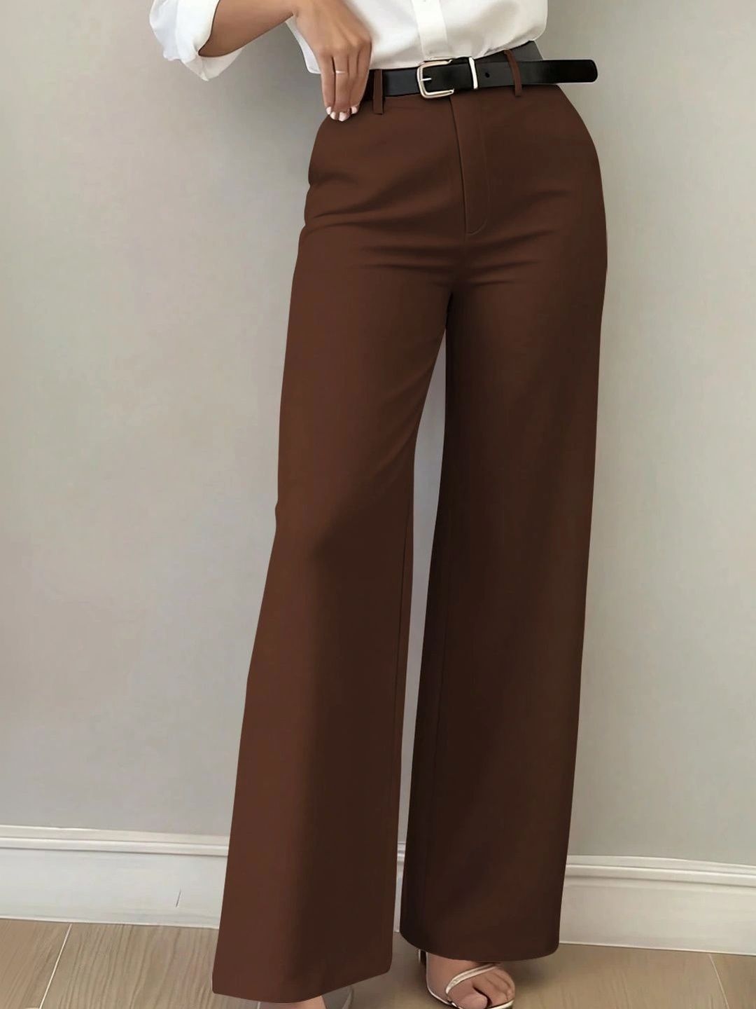 SZN Women Relaxed Straight Leg High-Rise Easy Wash Trousers-picture-42
