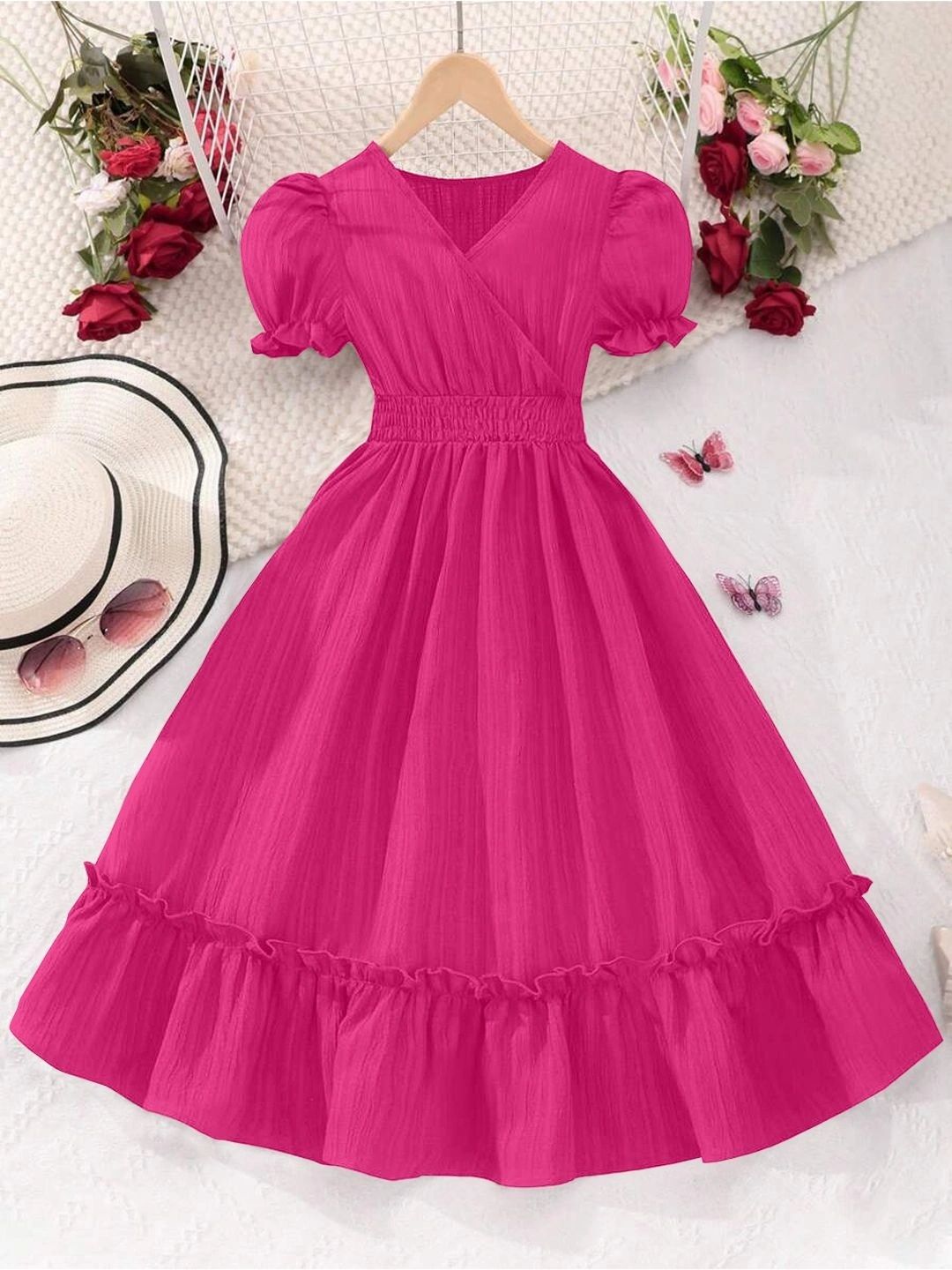BAESD Puff Sleeve A-Line Midi Dress-image-12