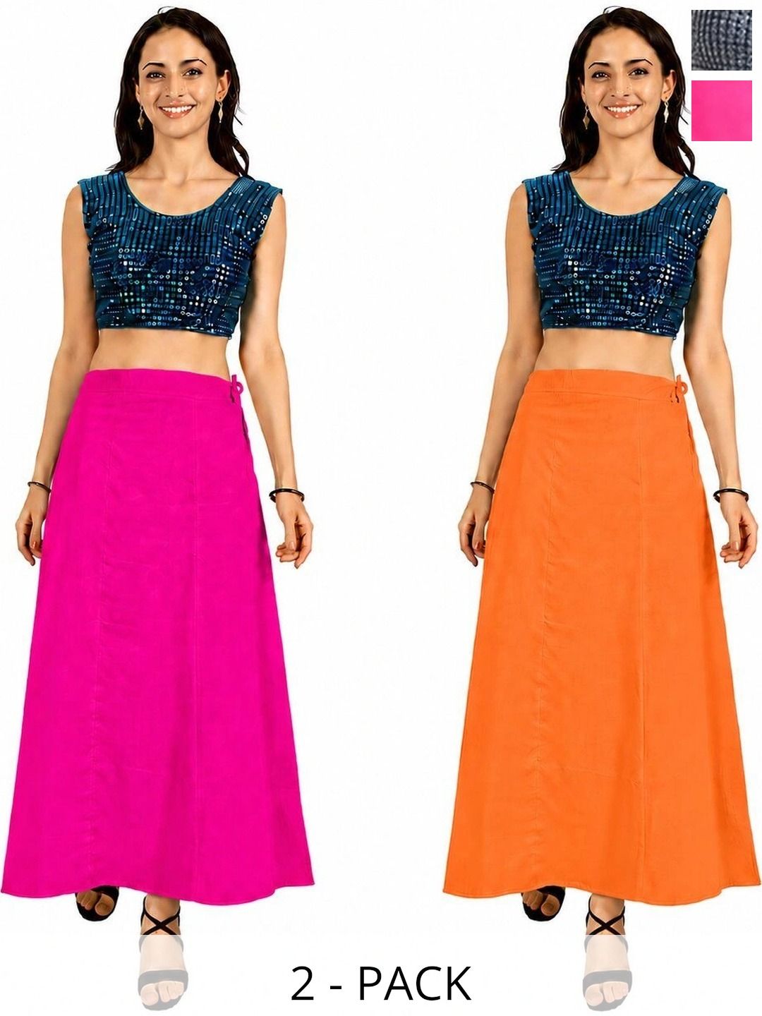 Preeti Creations Pack Of 2 Pure Cotton Seamless Saree Shapewear-picture-10